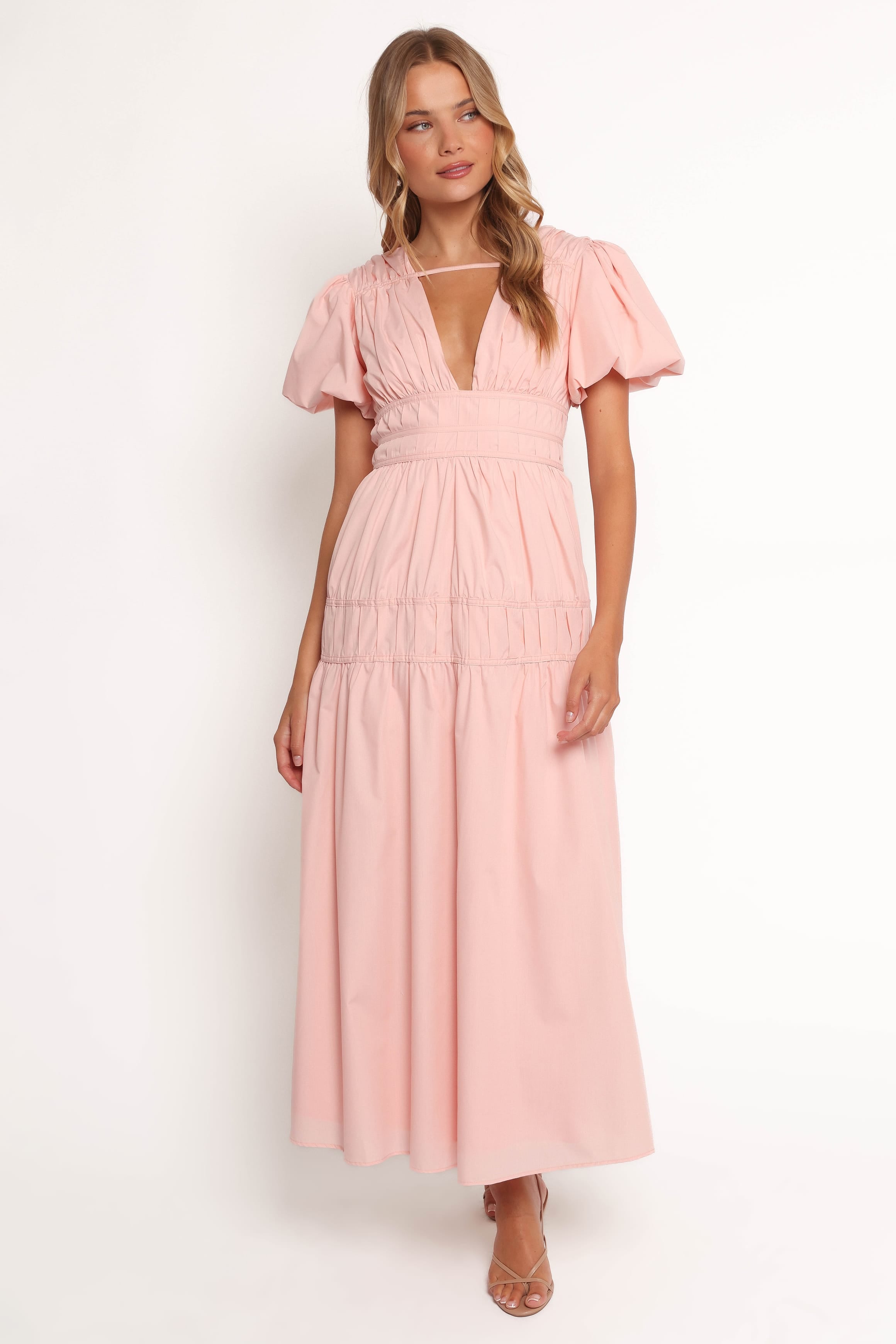 Joedy Puff Sleeve Midi Dress - Pale Pink