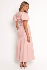 Joedy Puff Sleeve Midi Dress - Pale Pink