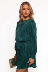 Joy Plisse Mini Dress - Dark Jade