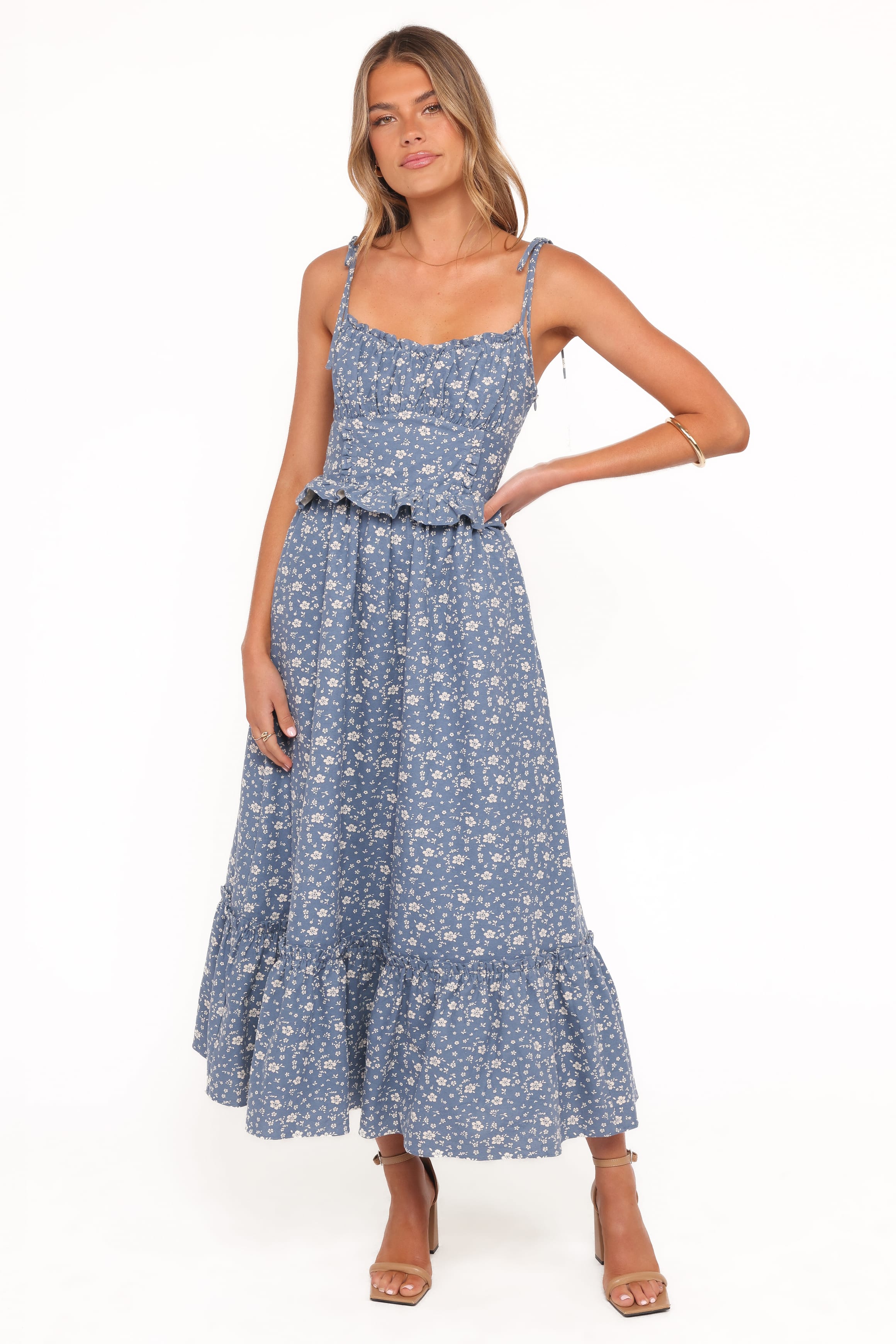 Karie Midi Dress - Blue Floral