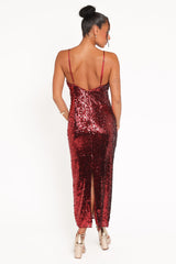 Karley Sequin Maxi Dress - Burgundy