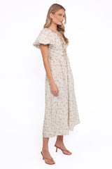 Kathleen Maxi Dress - Light Beige/Green Floral