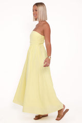 Kayt Strapless Dress - Butter Yellow