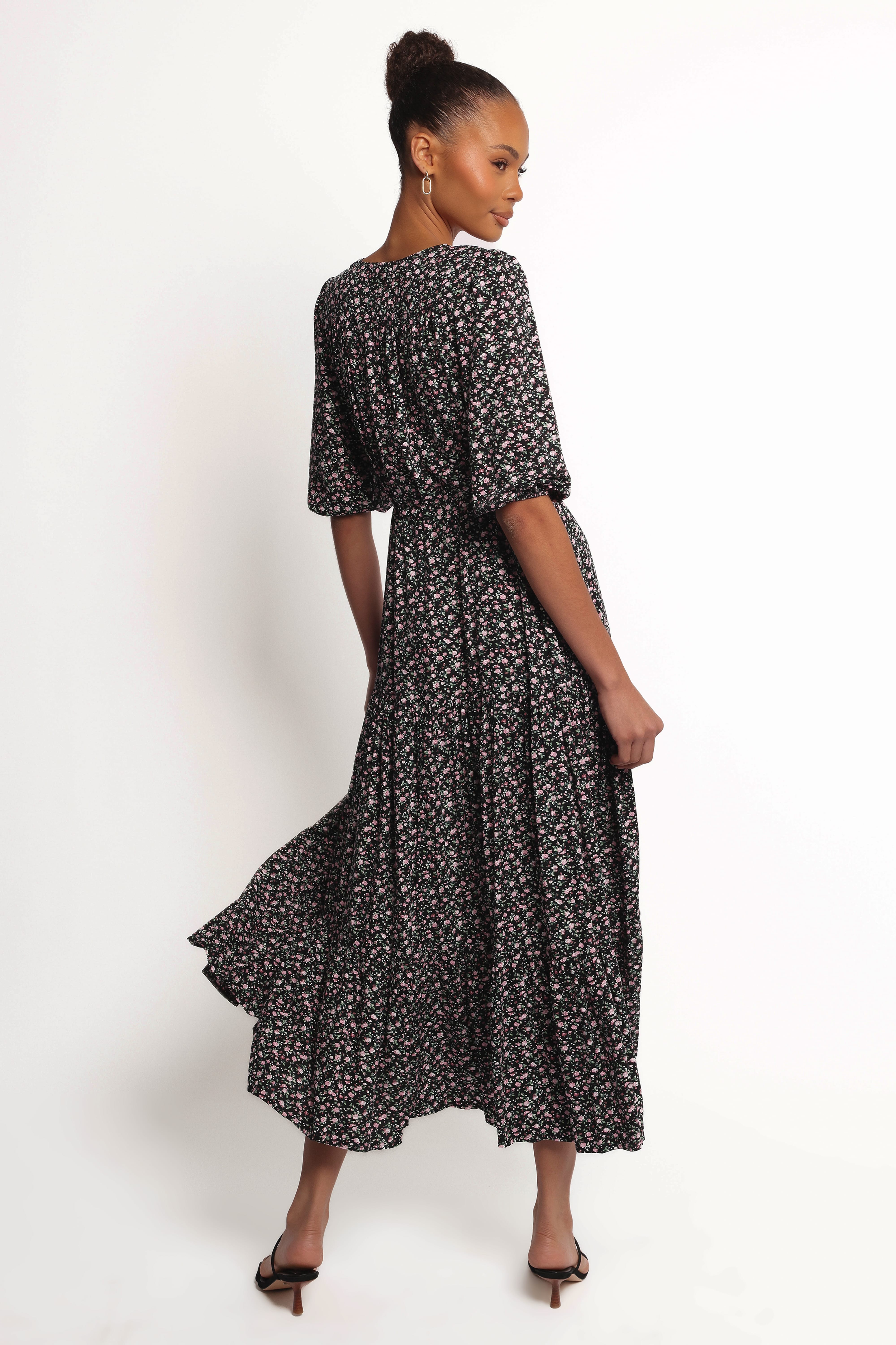 Kelda Dress - Black Rosebud Floral