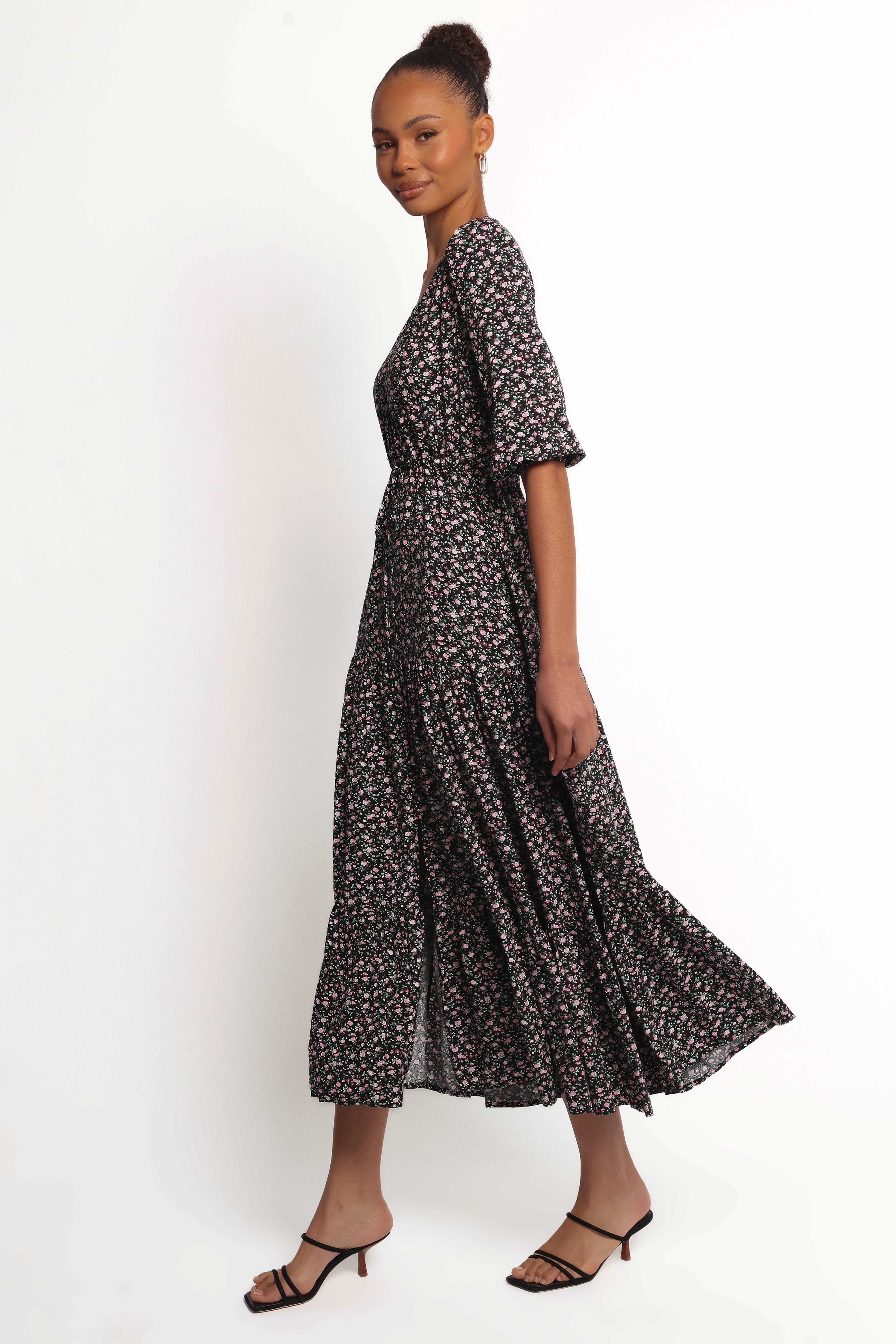 Kelda Dress - Black Rosebud Floral
