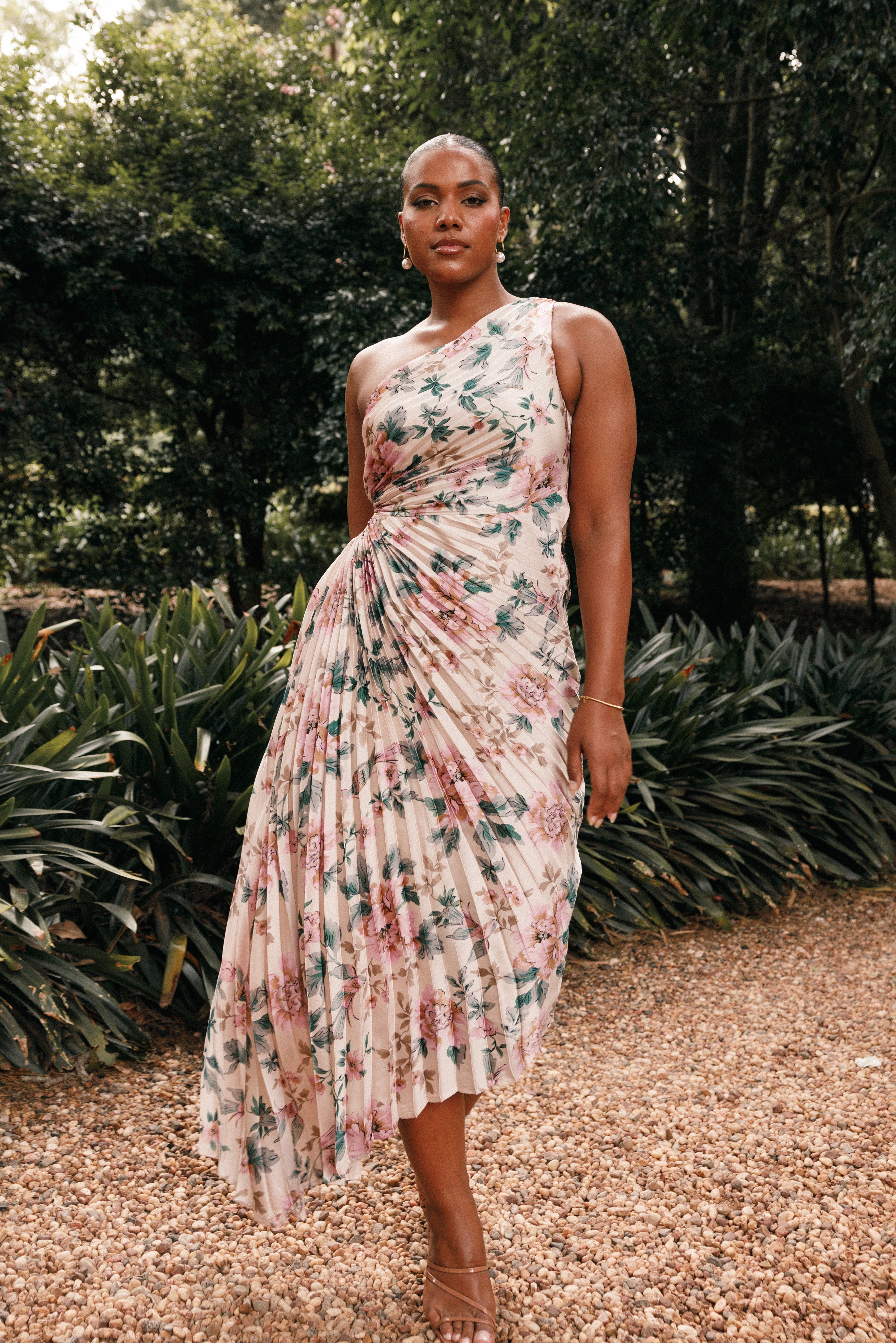 Kleo One Shoulder Maxi Dress - Pink Floral