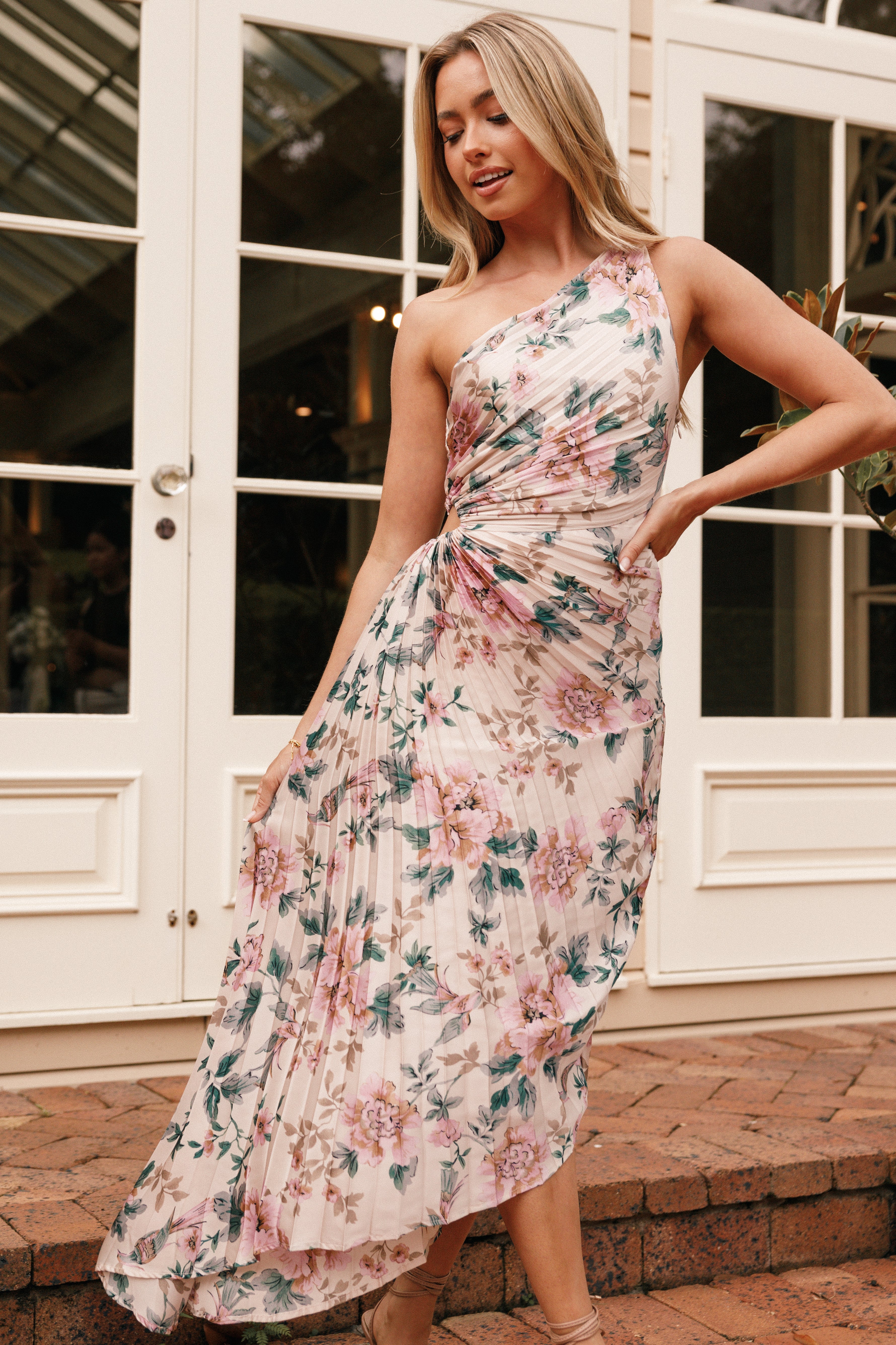 Kleo One Shoulder Maxi Dress - Pink Floral
