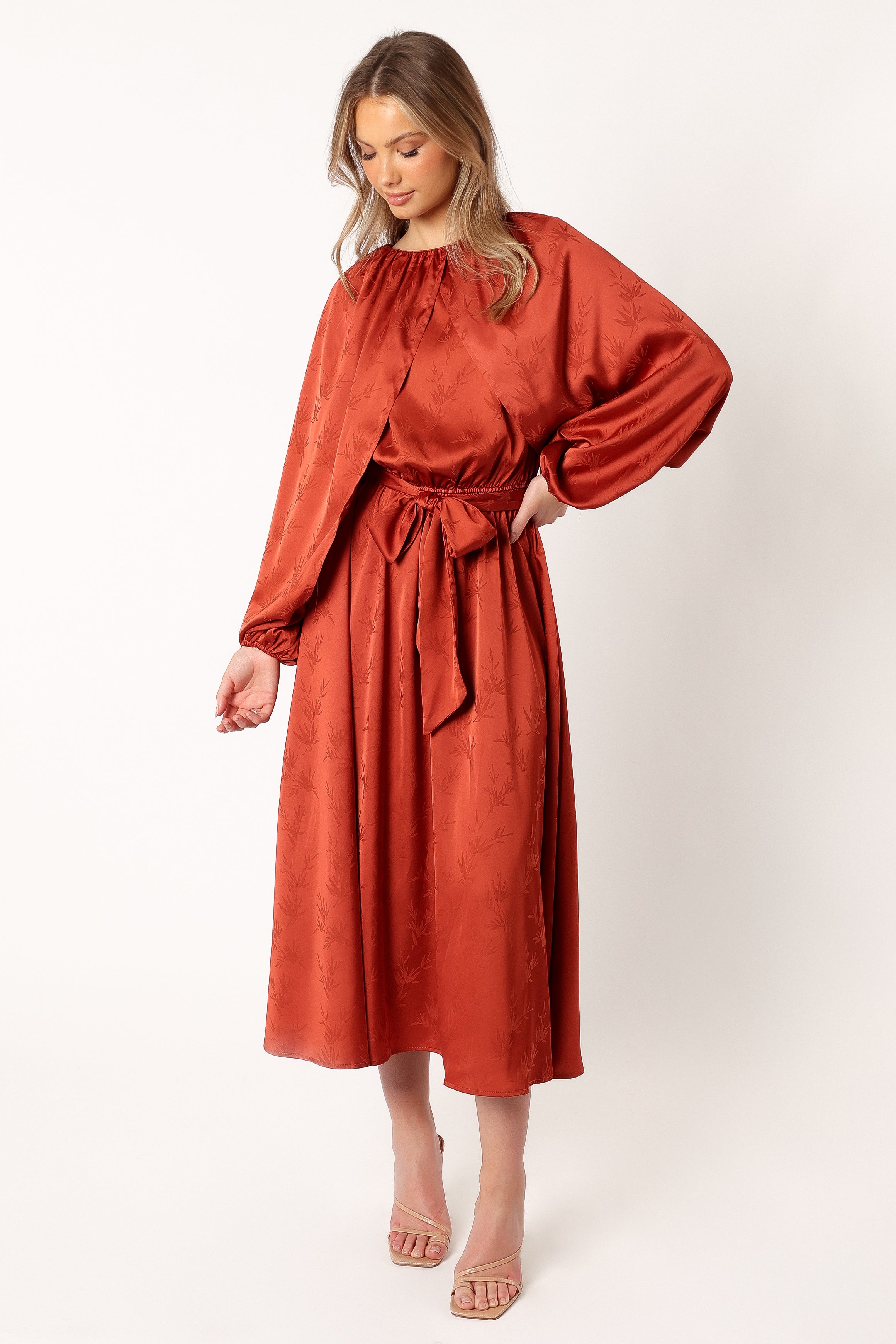 Lexie Long Sleeve Midi Dress - Bronze