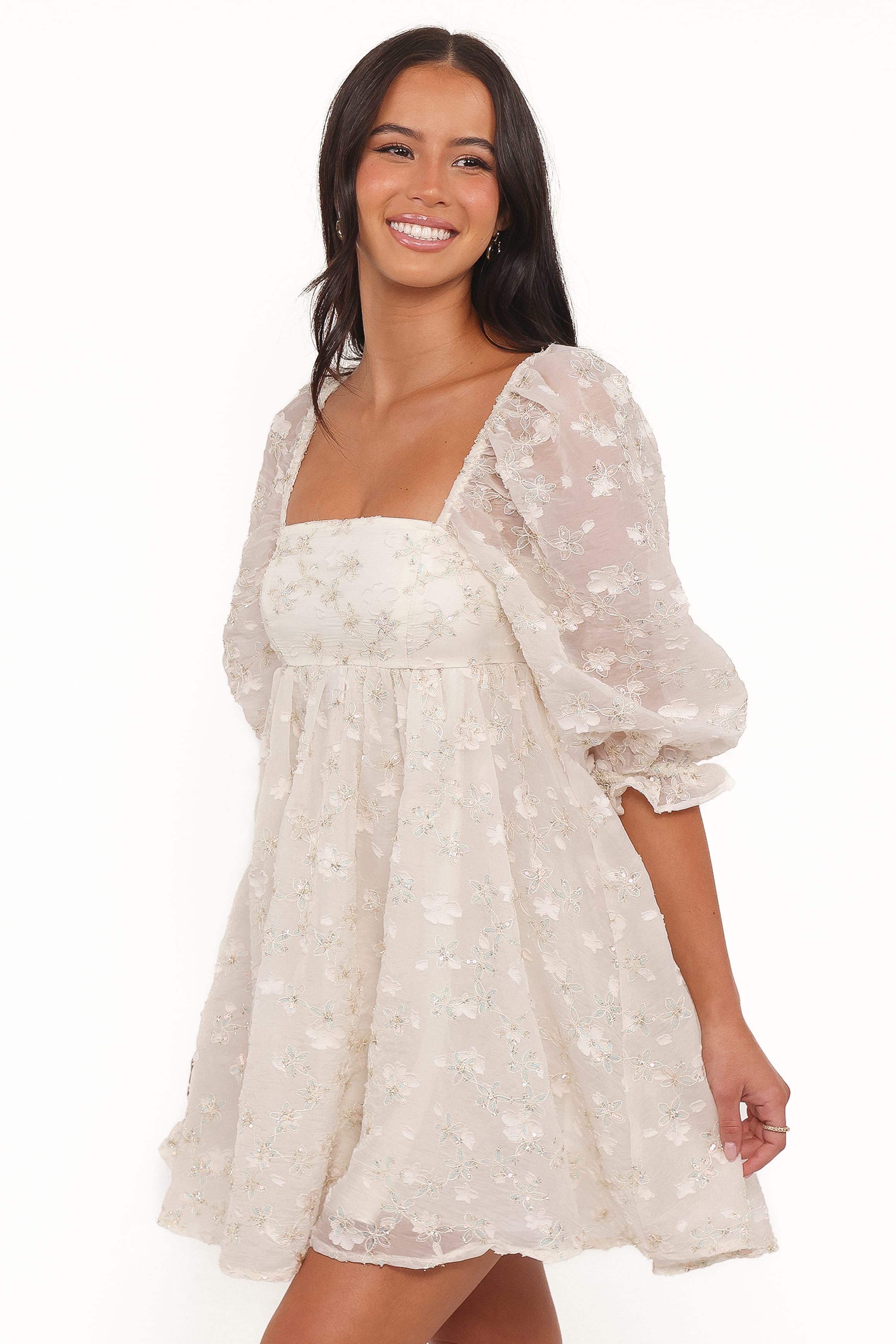 Lillan Mini Dress - Ivory Sequin