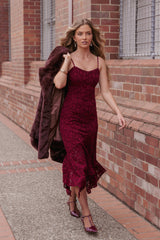 Lorde Midi Dress - Burgundy Lace
