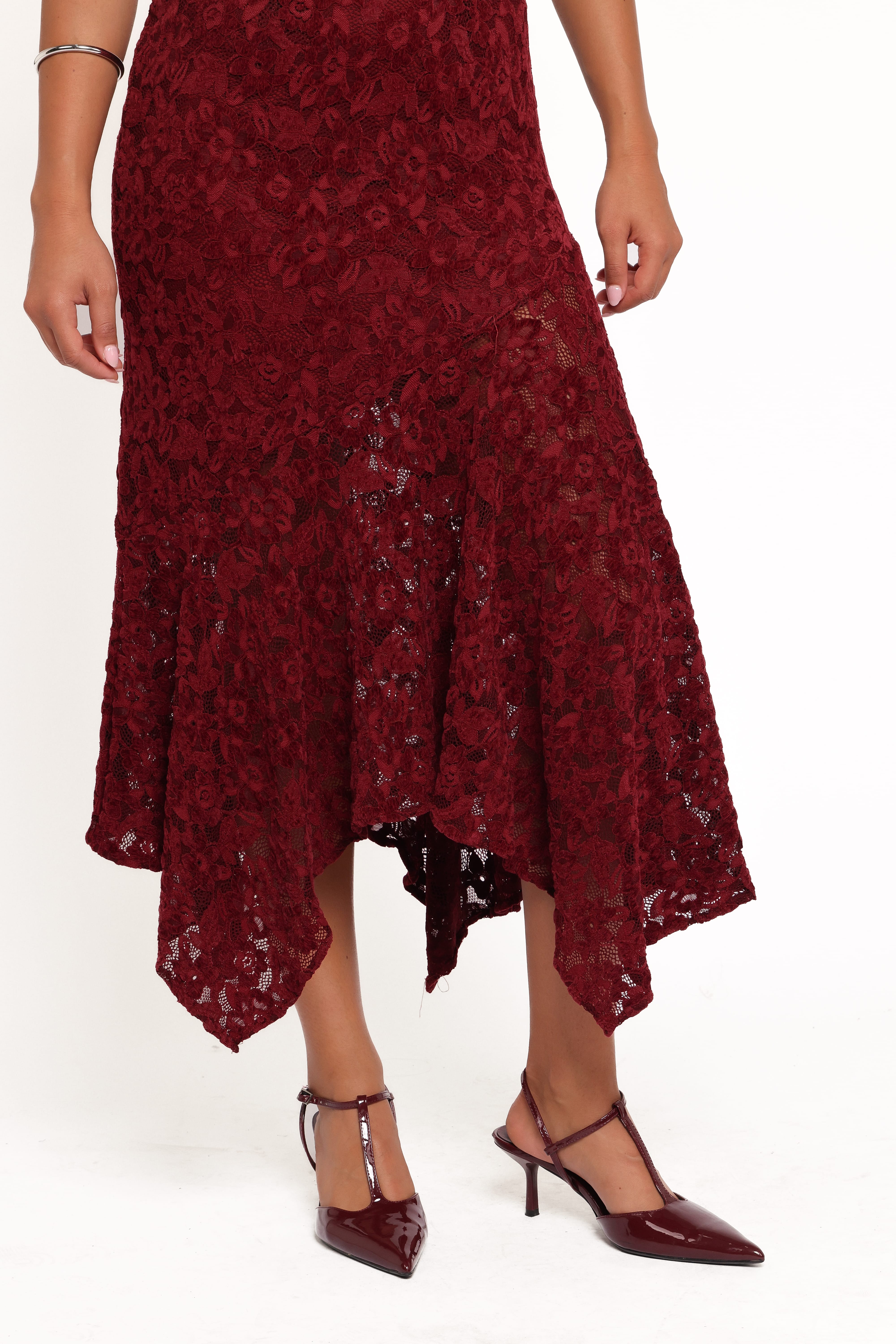 Lorde Midi Dress - Burgundy Lace
