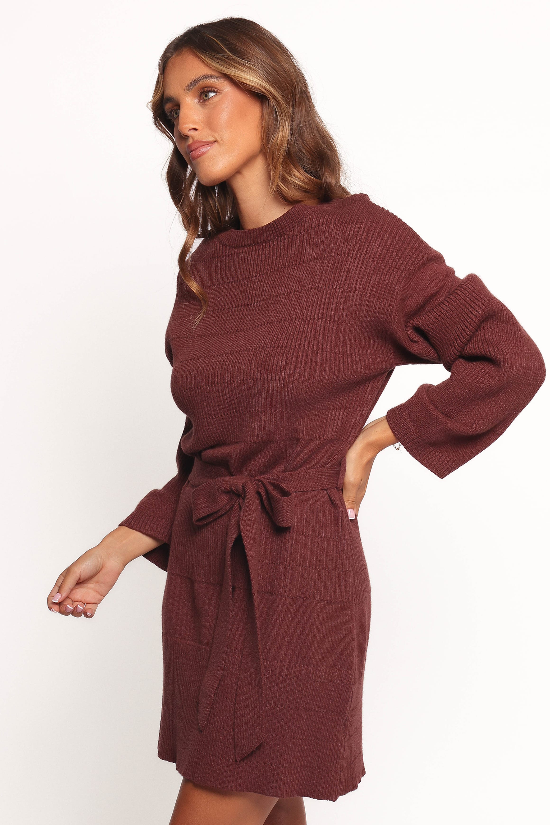 Lucca Mini Sweater Dress - Chocolate Brown