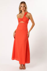 Luna One Shoulder Maxi Dress - Tangerine