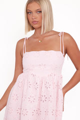 Lynne Mini Dress - Pink Broderie
