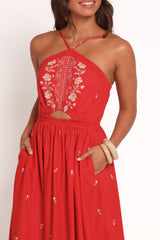 Madi Maxi Dress - Red Floral Bandana