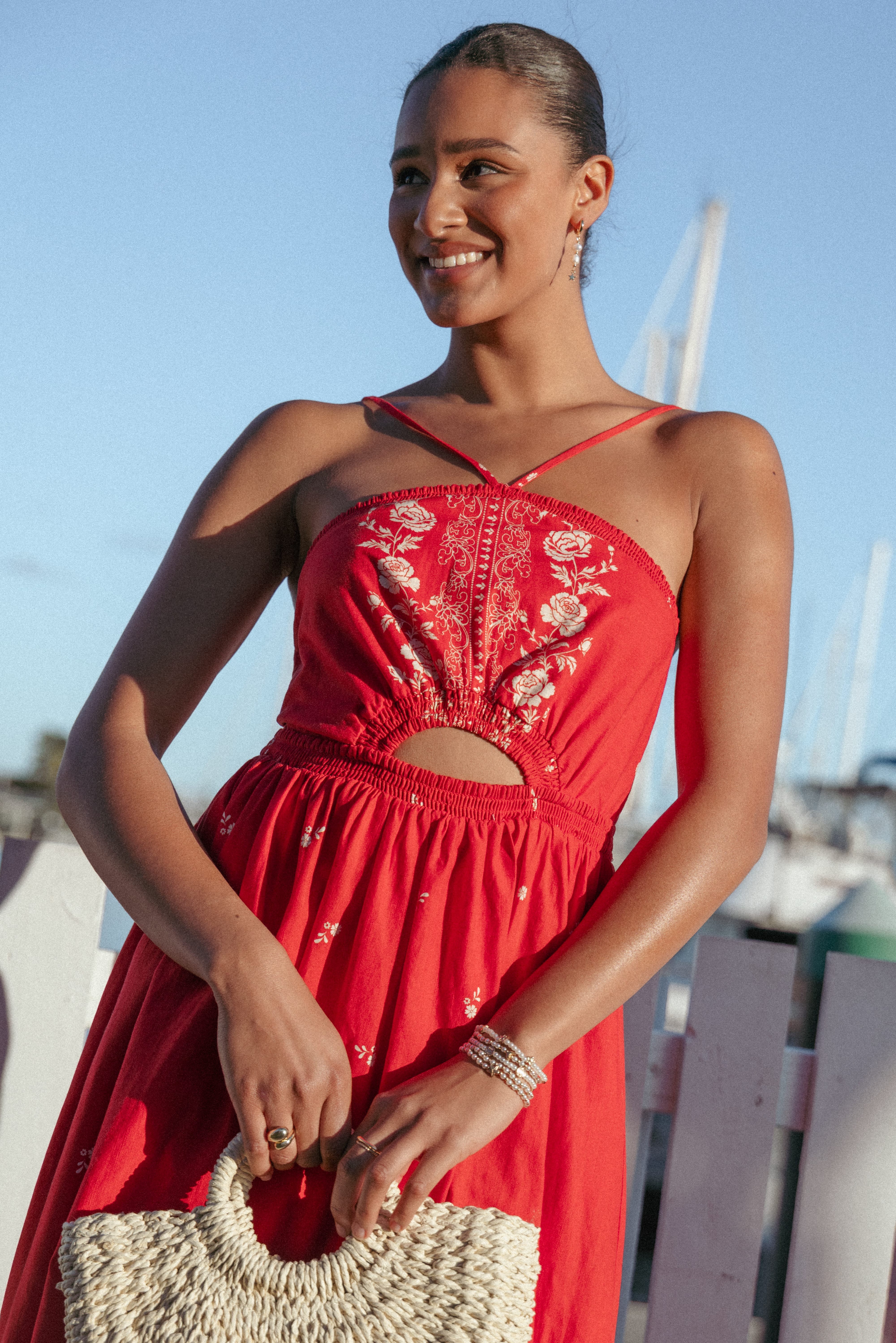 Madi Maxi Dress - Red Floral Bandana