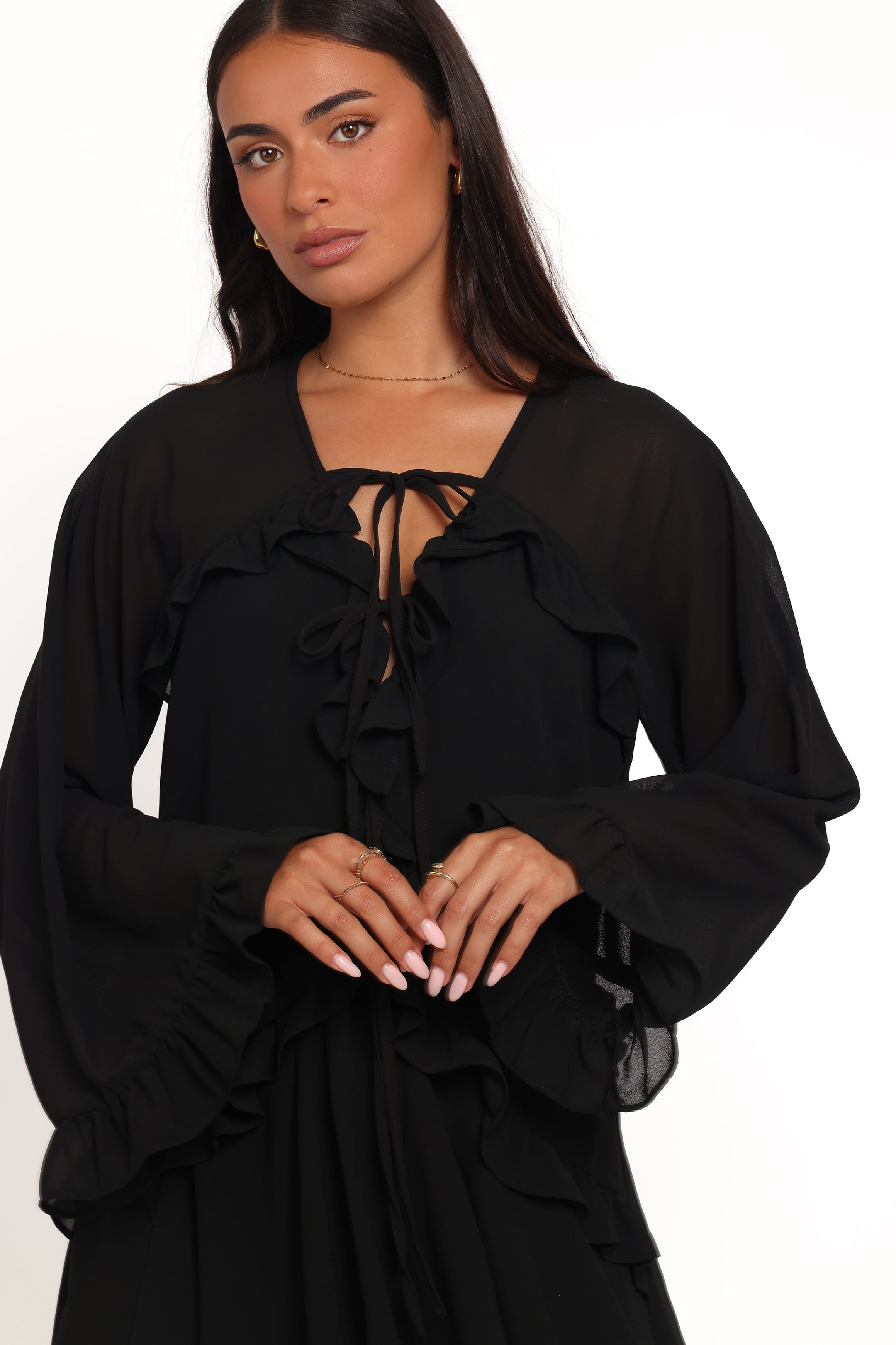 Magnolia Long Sleeve Mini Dress - Black