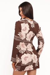 Marylon Mini Dress - Brown Floral