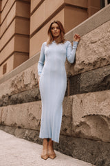 Mattie Long Sleeve Maxi Dress - Blue Grey