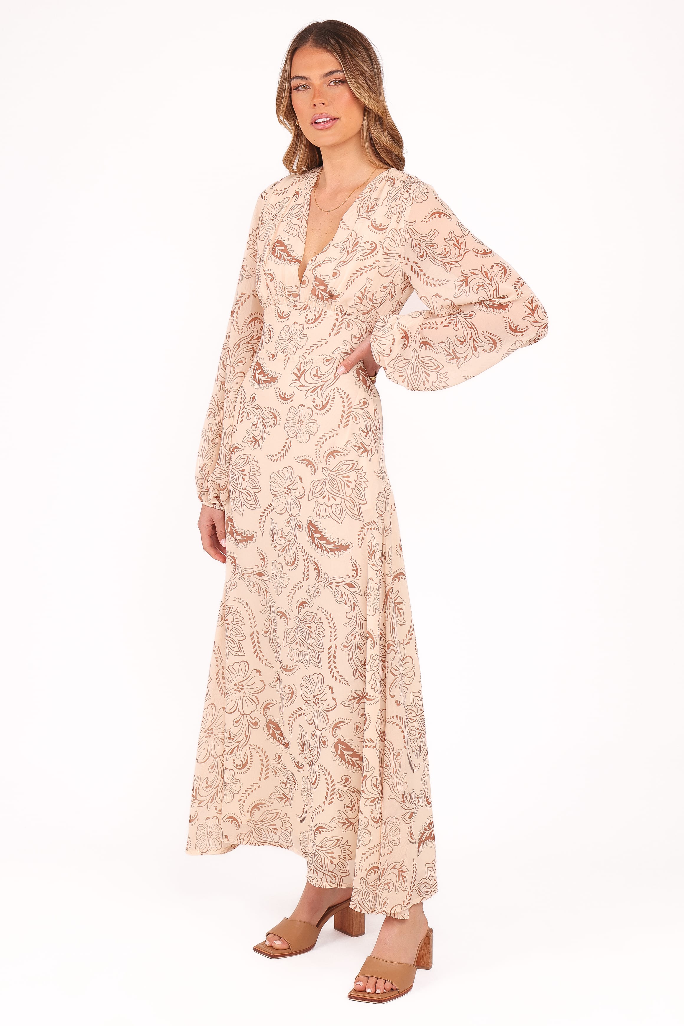 Riba Midi Dress - Brown Paisley