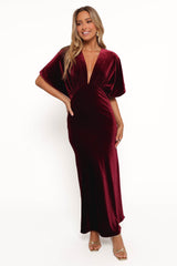 Ricki Velvet Maxi Dress - Wine