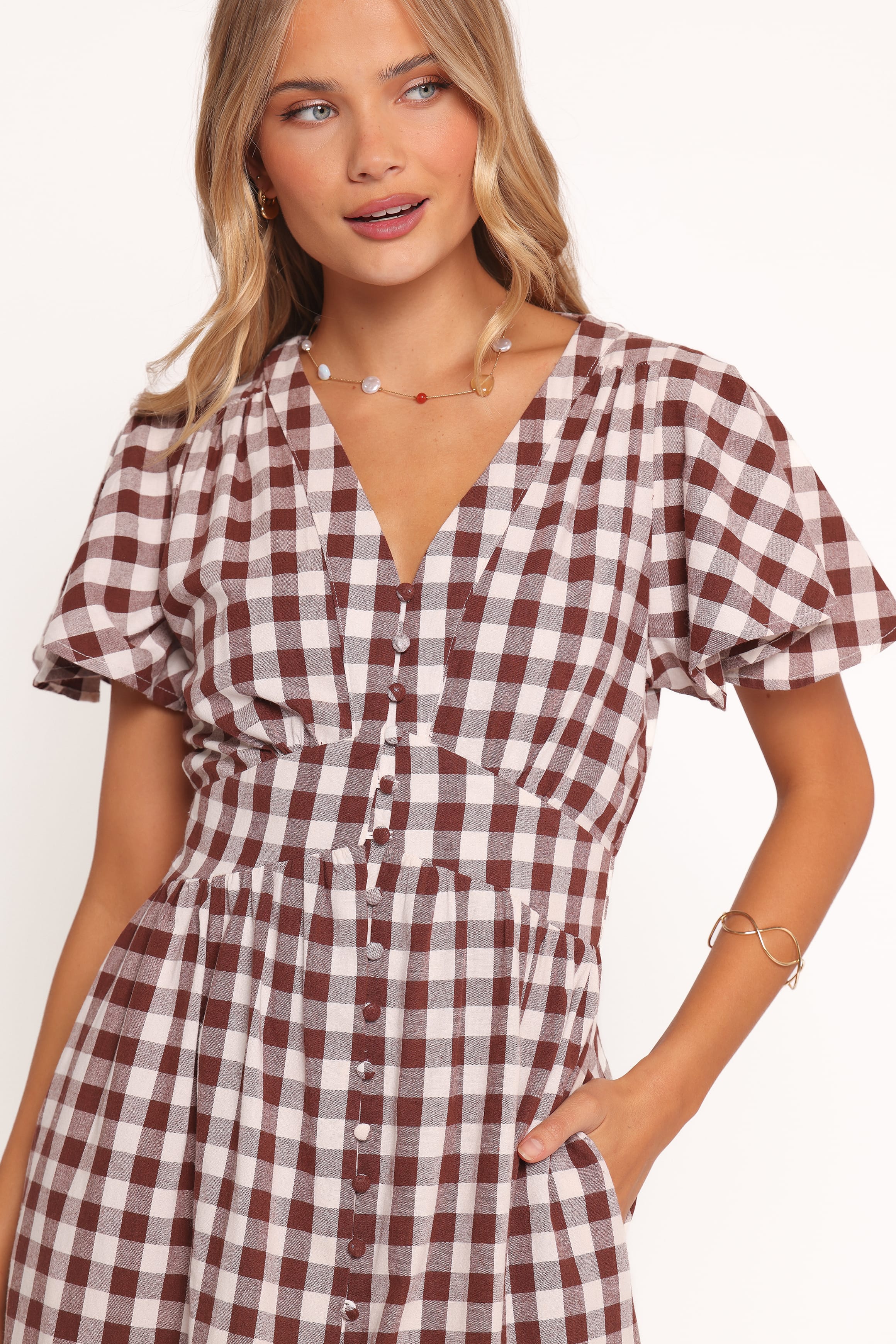 Robinson Maxi Dress - Brown Gingham