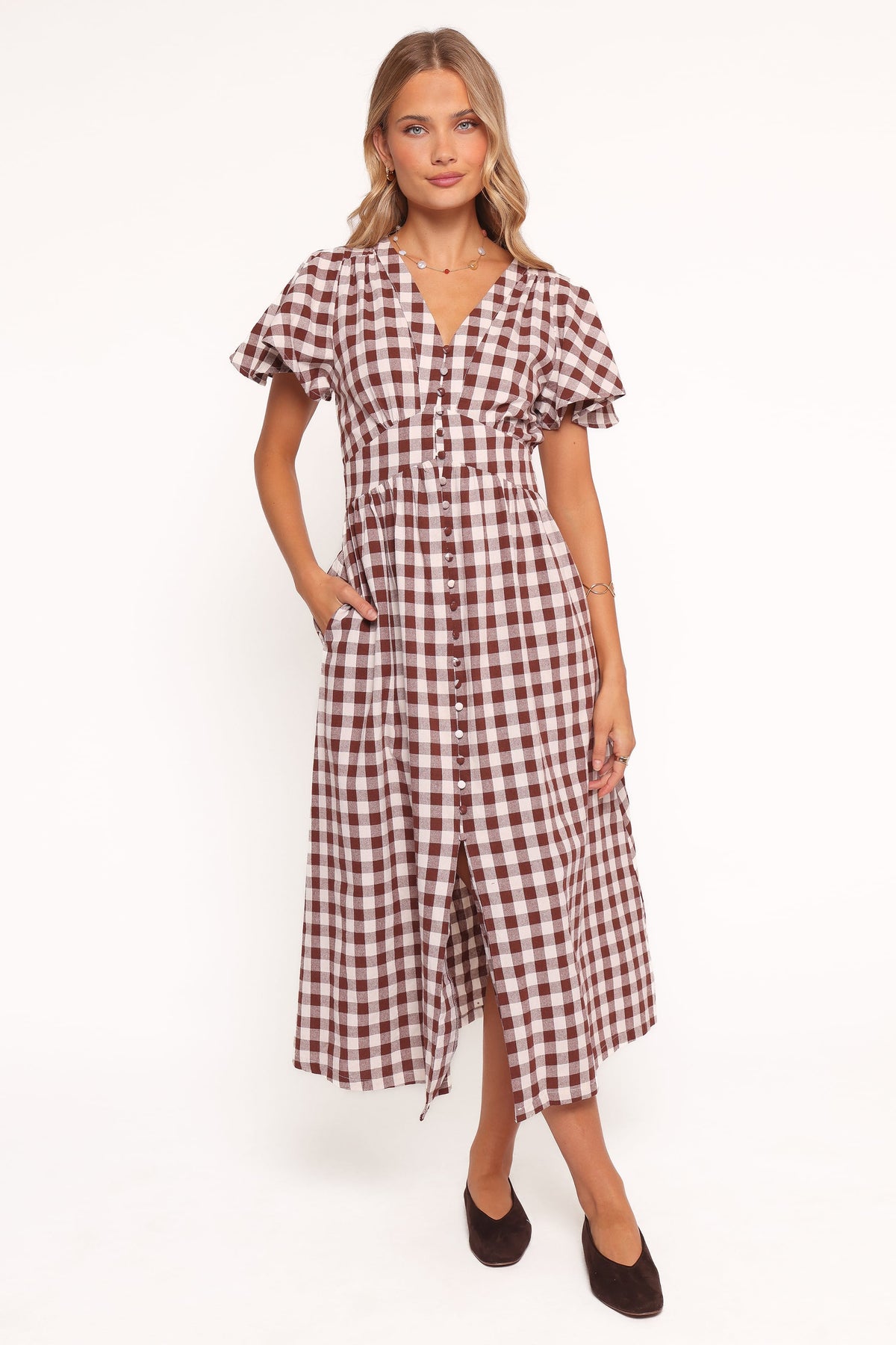 Robinson Maxi Dress - Brown Gingham