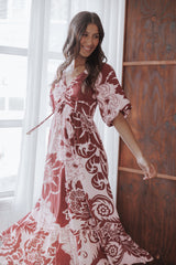 Shanae Maxi Dress - Pink Brown Paisley