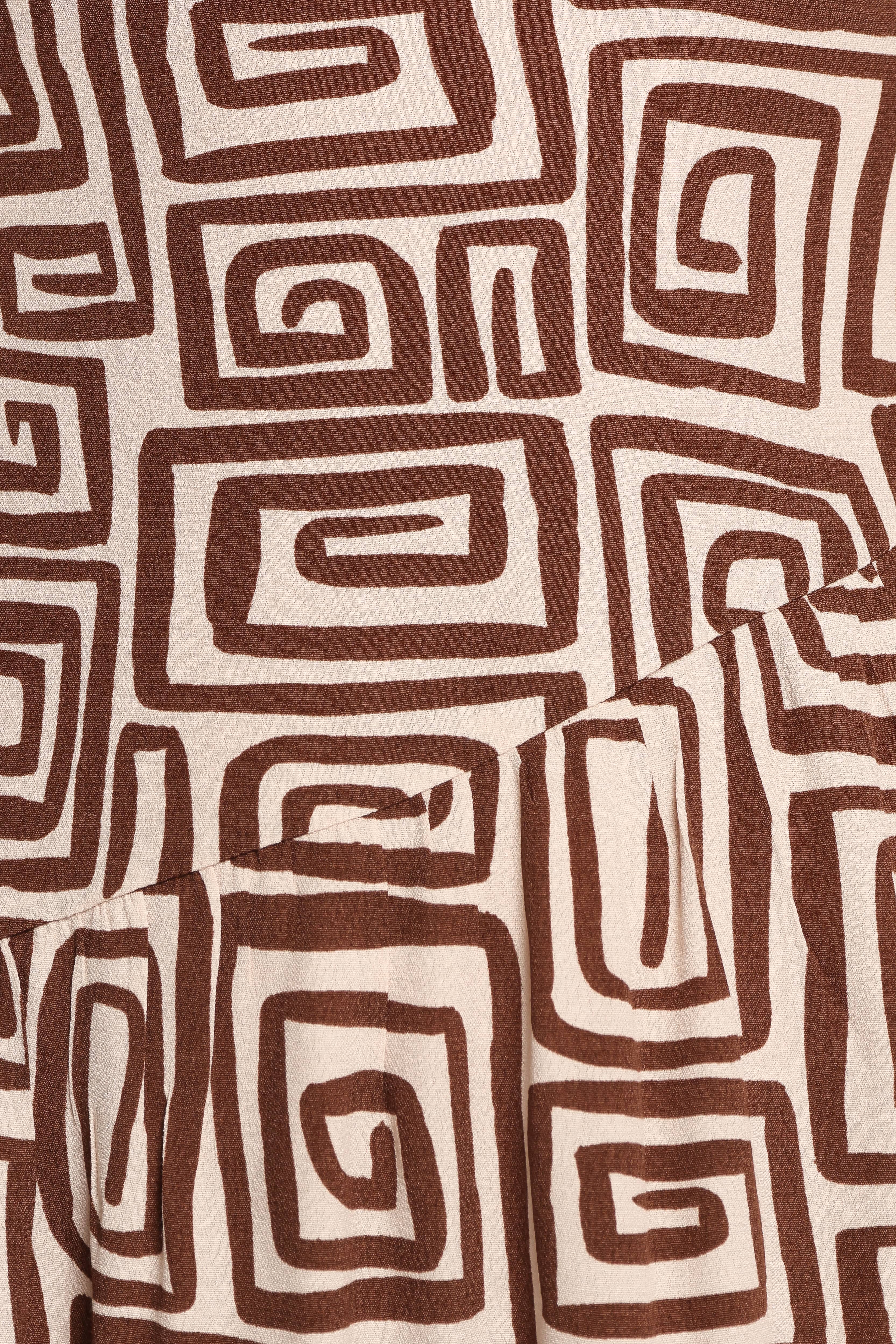 Sheridan Long Sleeve Mini Dress - Chocolate Brown Print