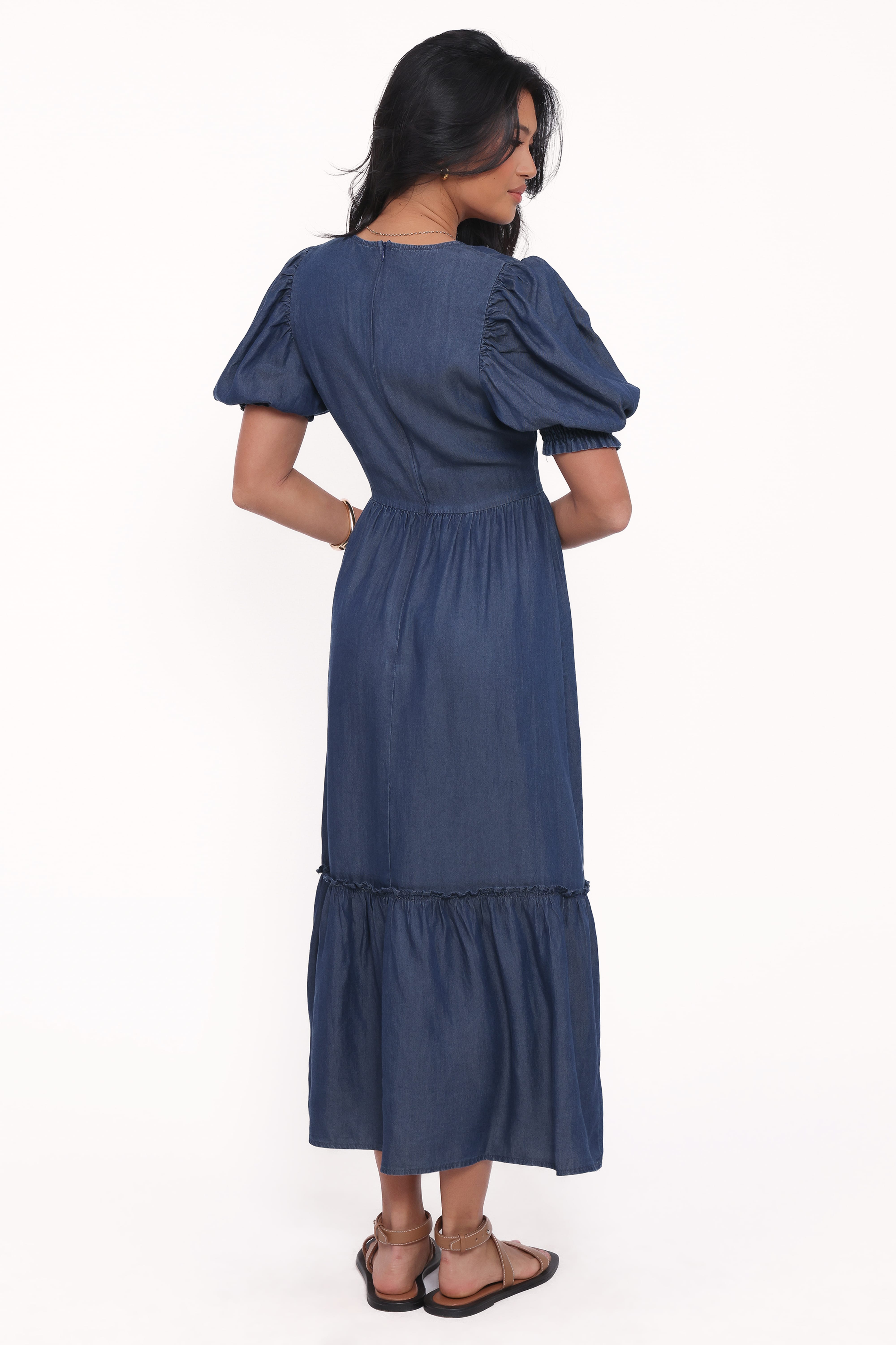 Steele Puff Sleeve Midi Dress - Dark Denim