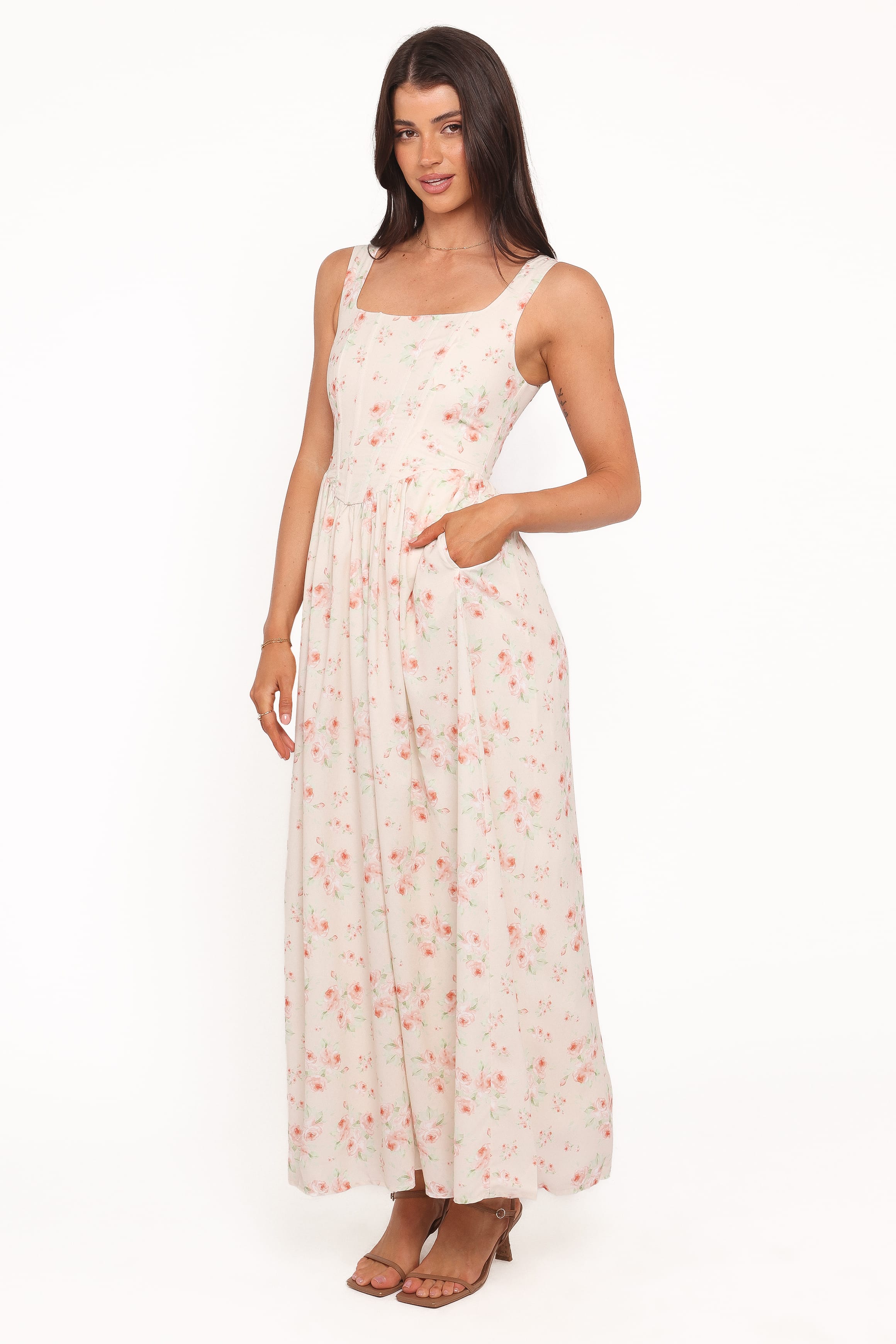 Vespa Midi Dress - Peach Floral
