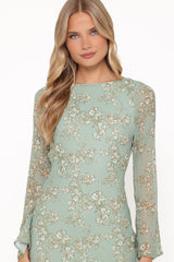 Yolanda Long Sleeve Maxi Dress - Sage Green Floral
