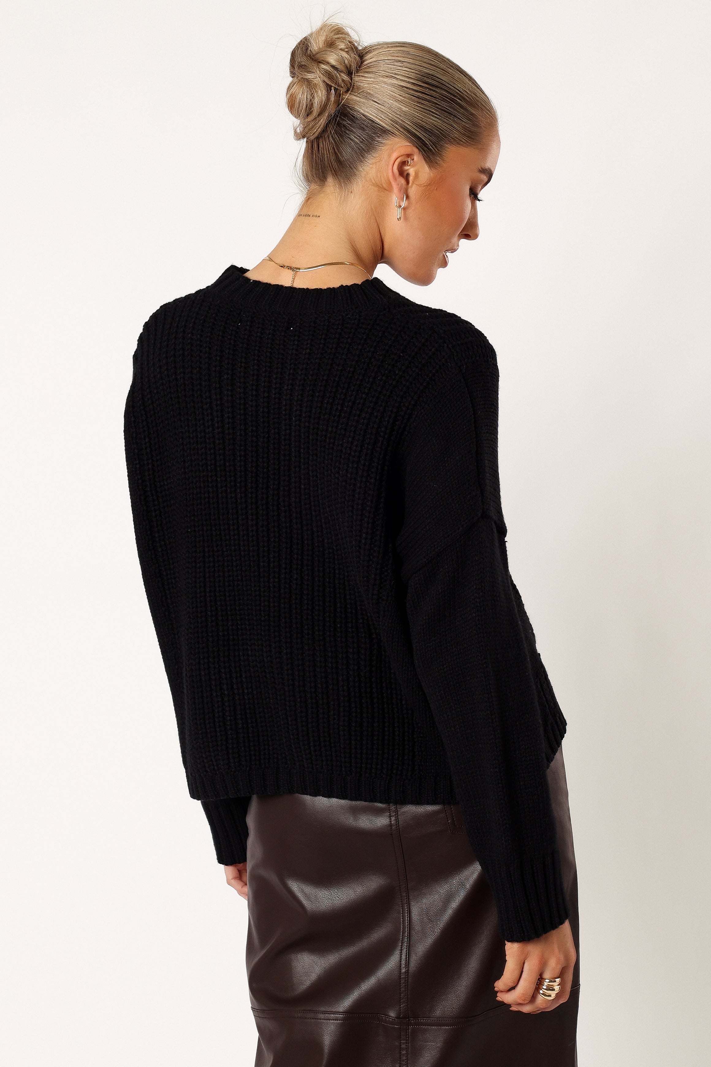 Arlette Textured Knit Sweater - Black