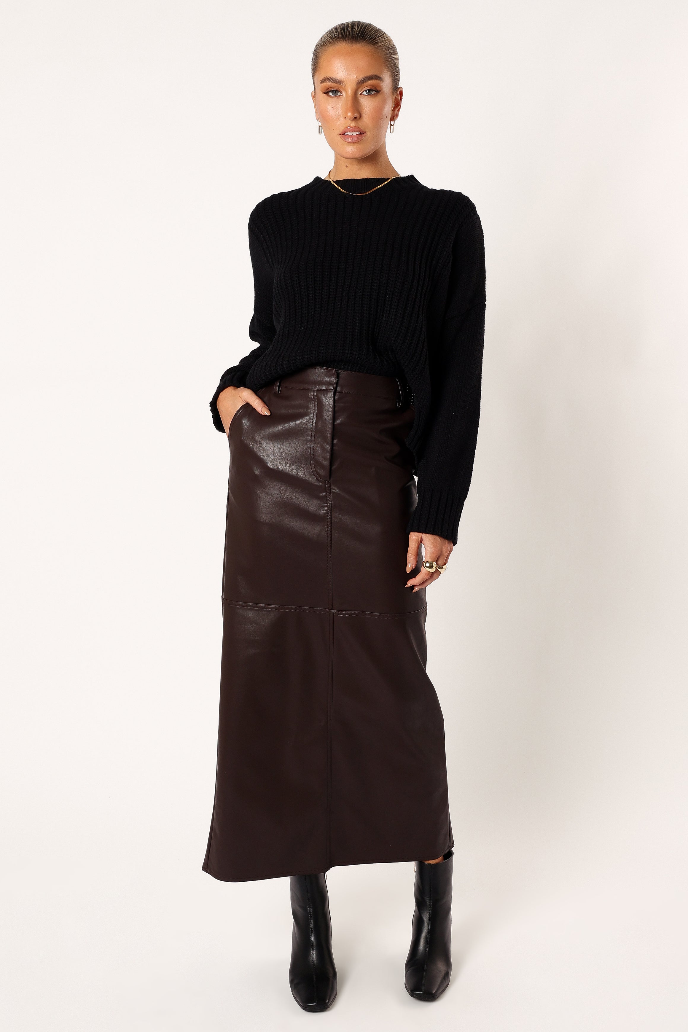 Arlette Textured Knit Sweater - Black