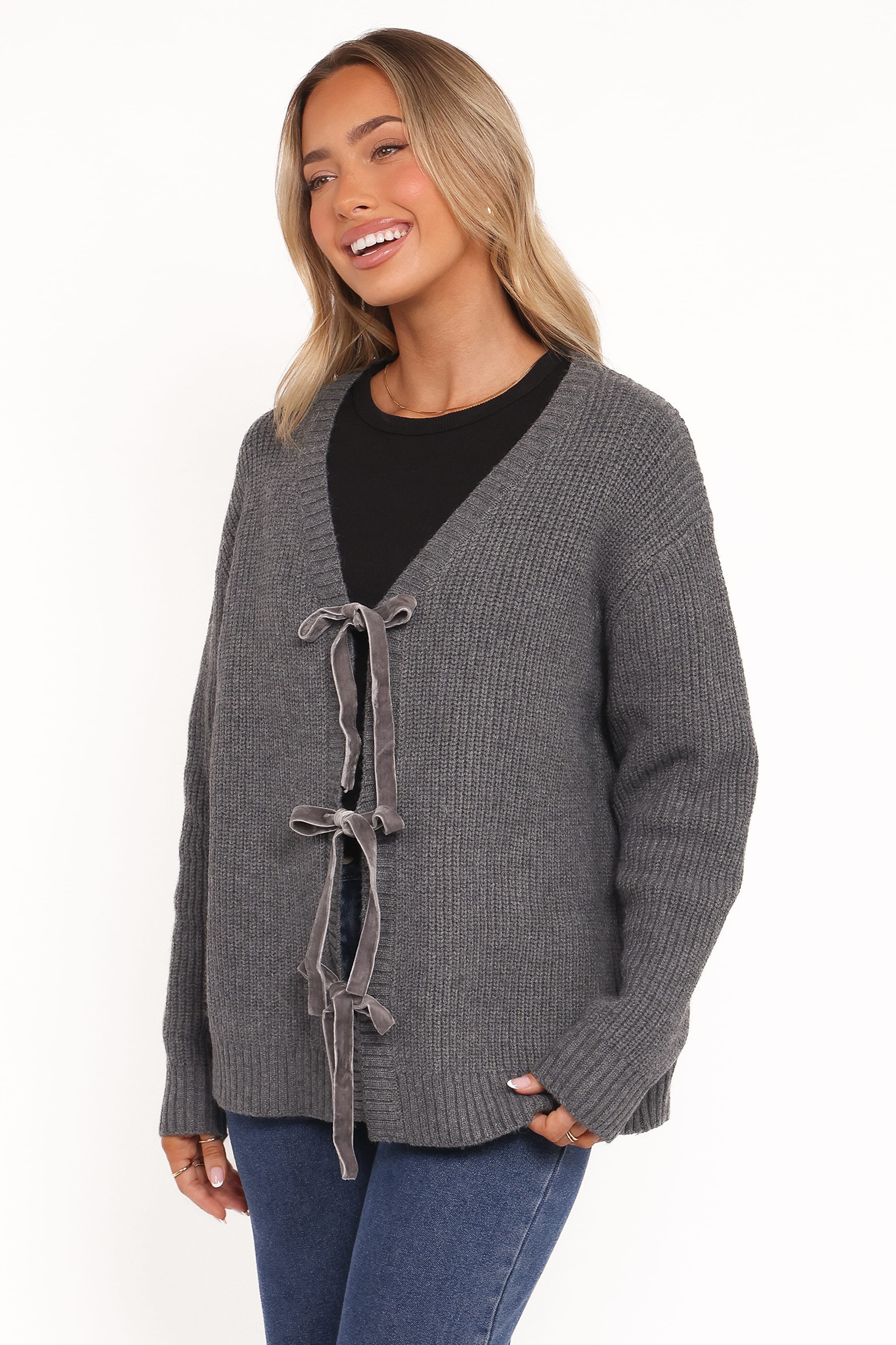 Hammond Tie Up Cardigan - Grey