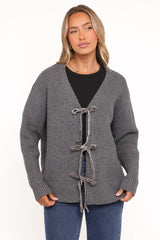 Hammond Tie Up Cardigan - Grey