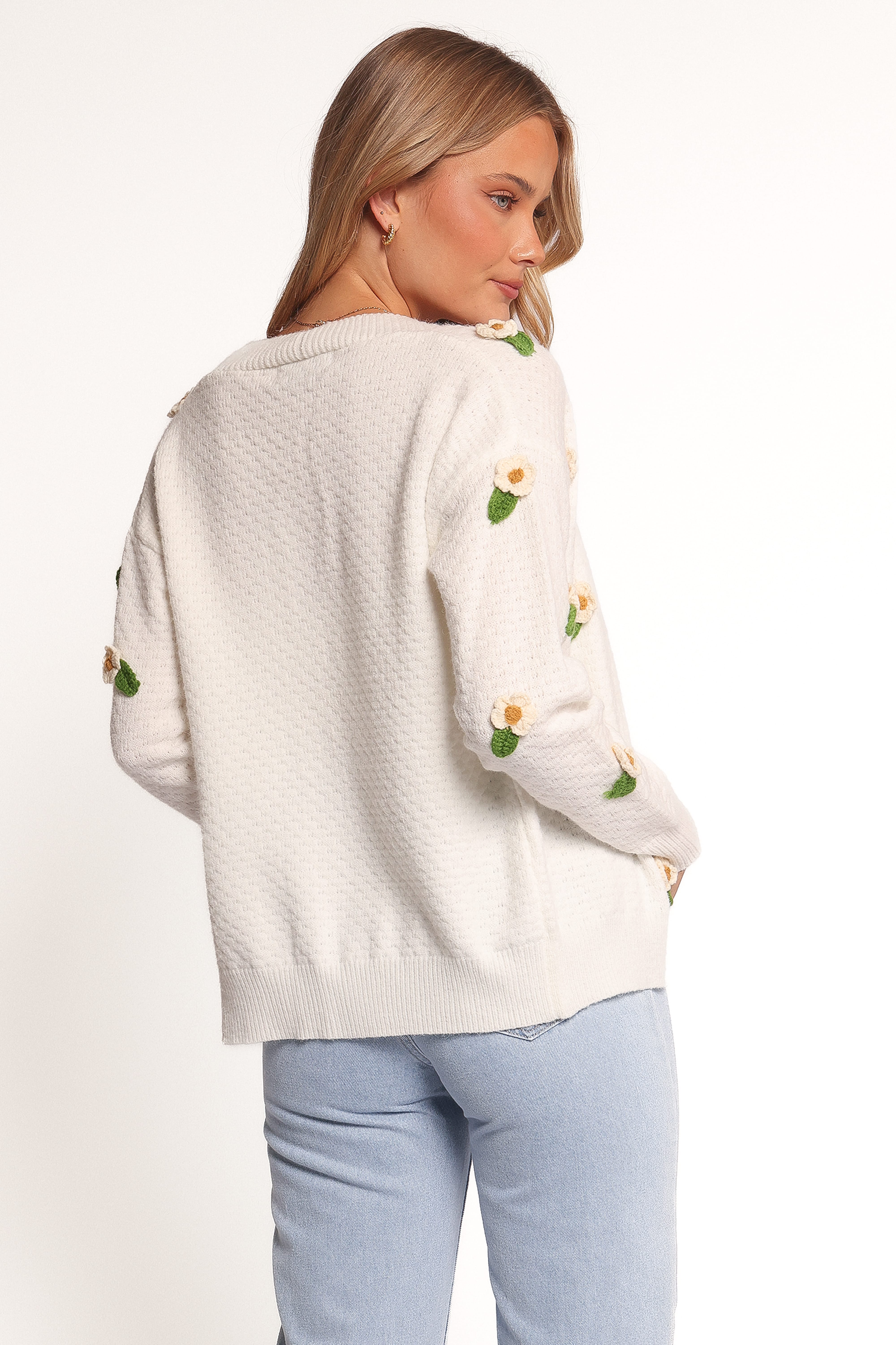 Jazzie Ditsy Flower Cardigan - White