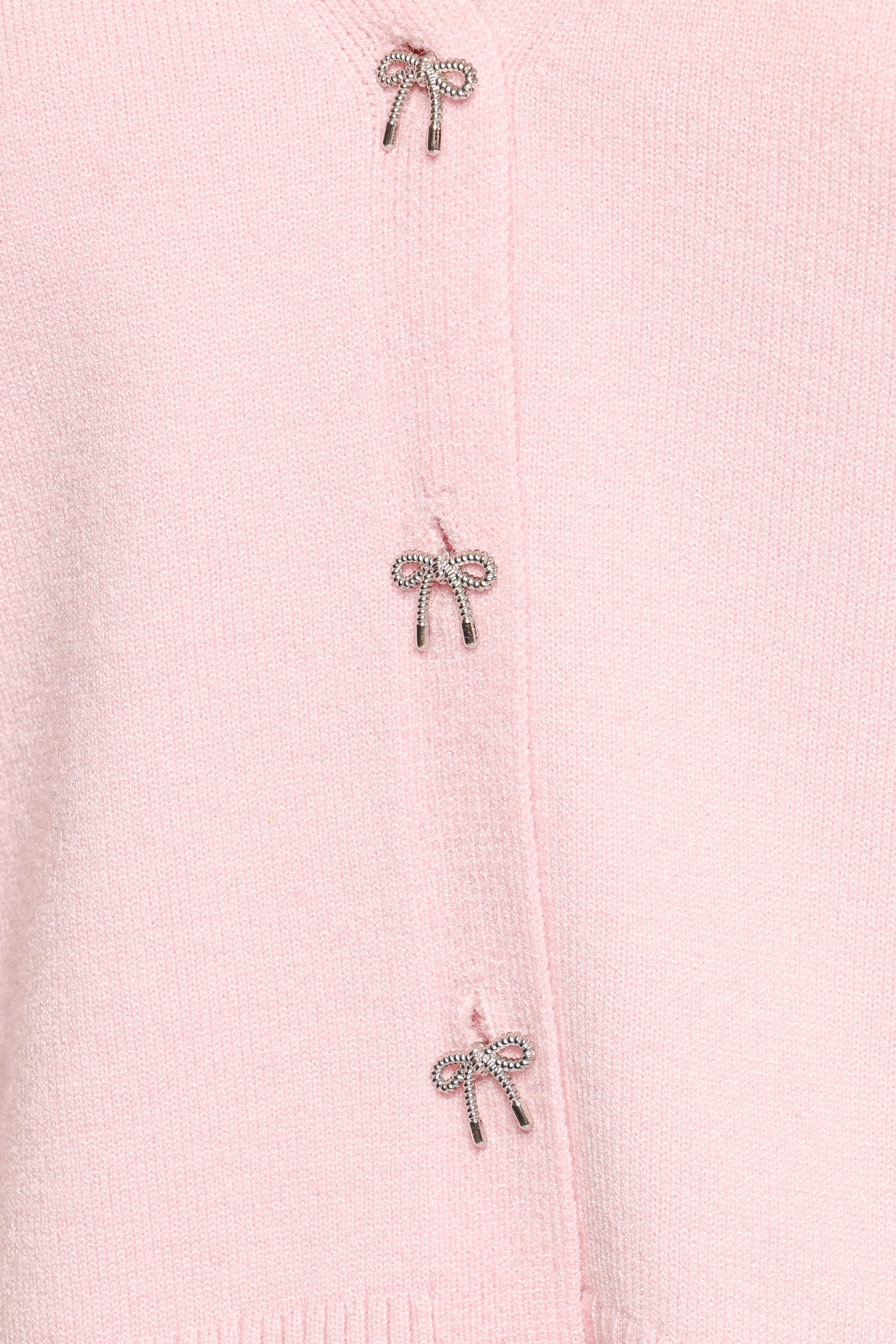 Josey Bow Button Cardigan - Light Pink