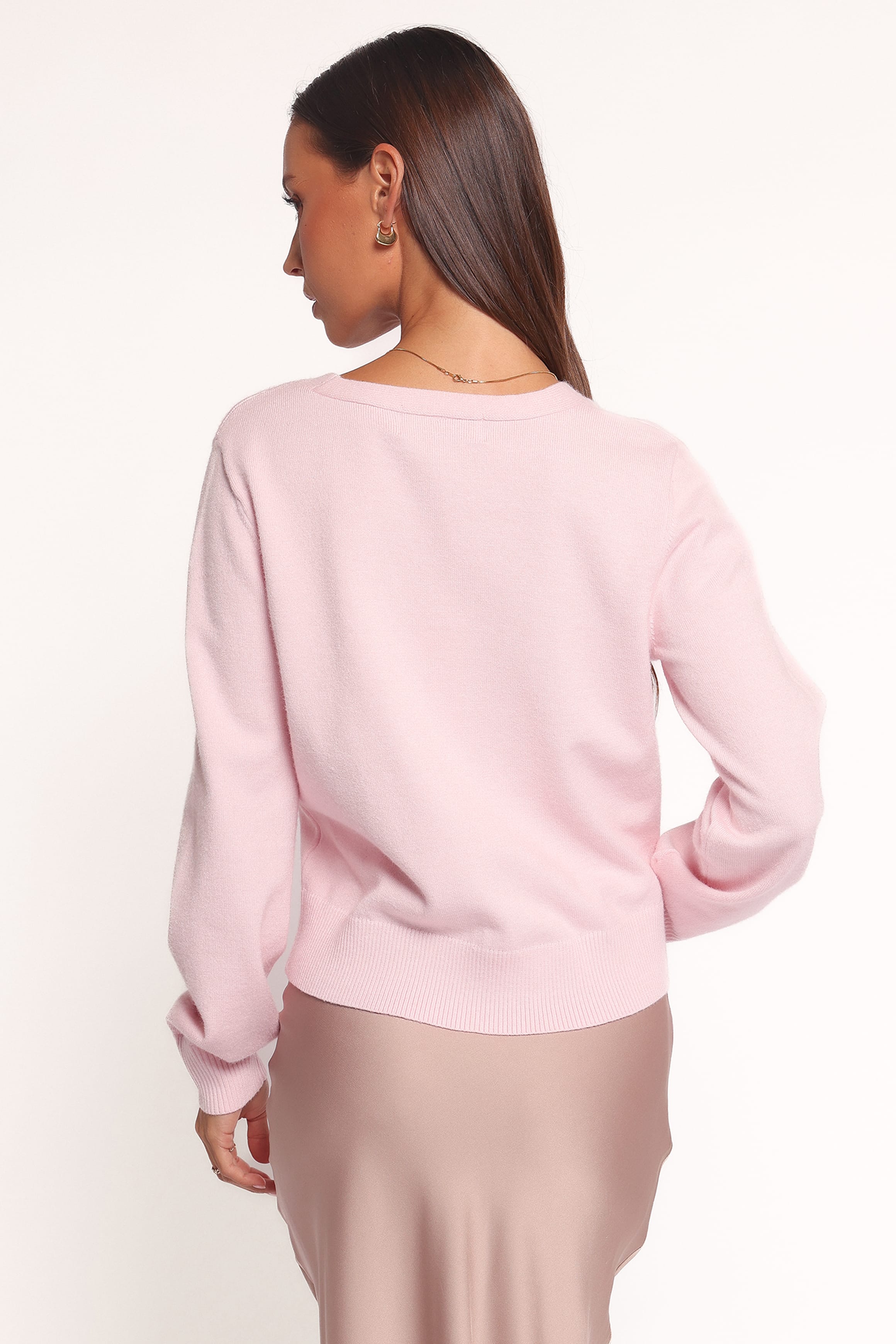 Josey Bow Button Cardigan - Light Pink