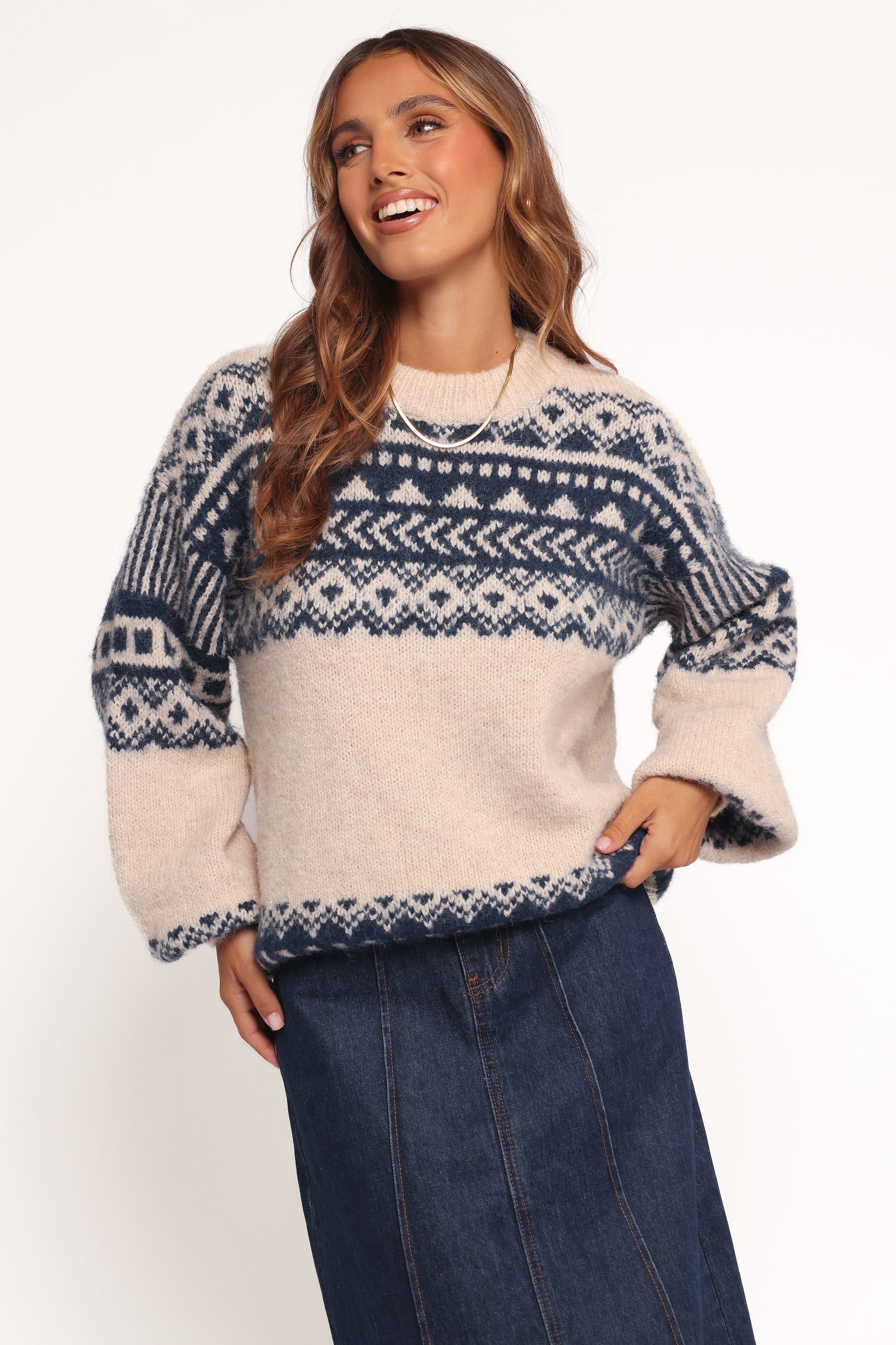 Lincoln Fair Isle Knit Sweater - Navy