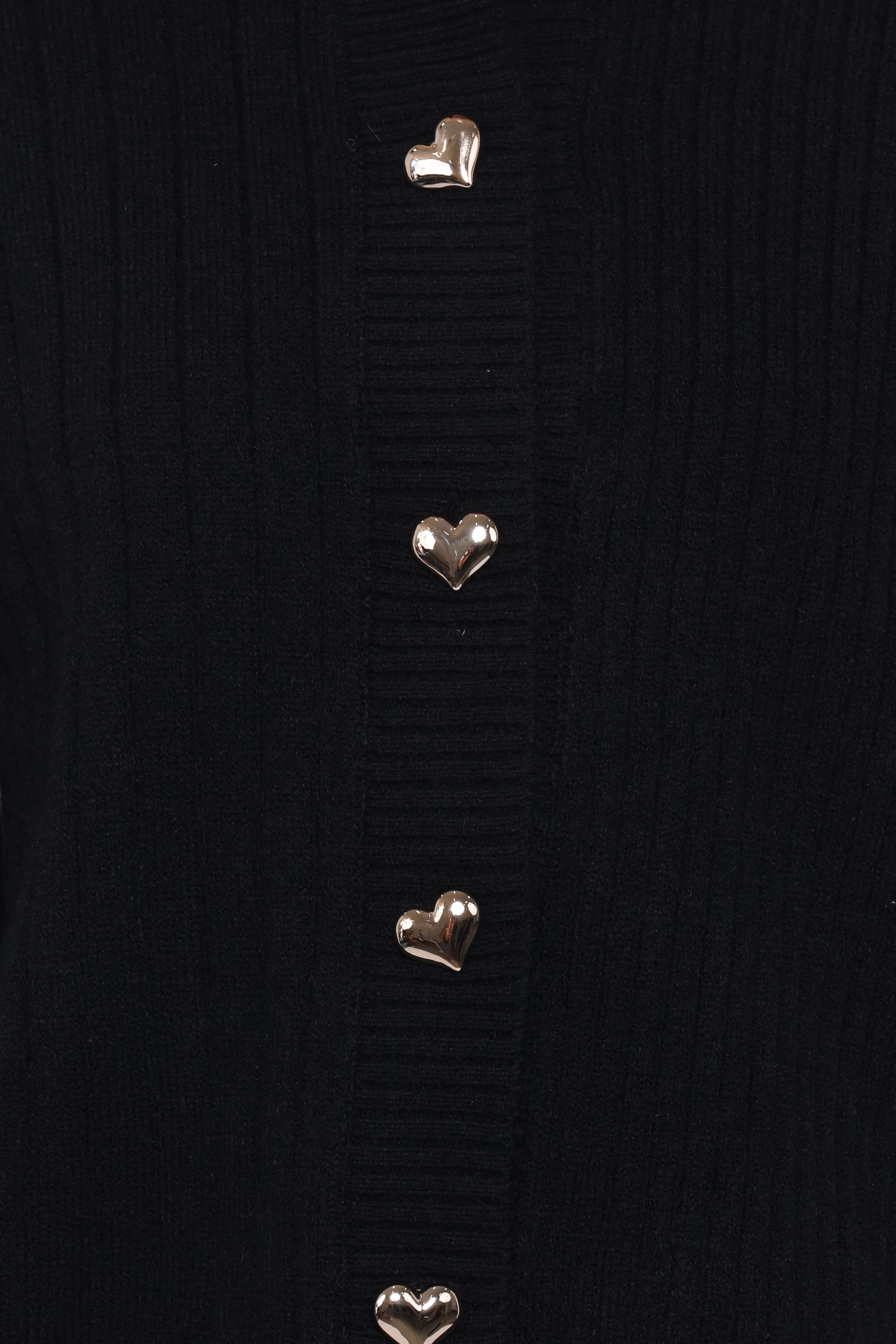 Loulani Heart Button Cardigan - Black