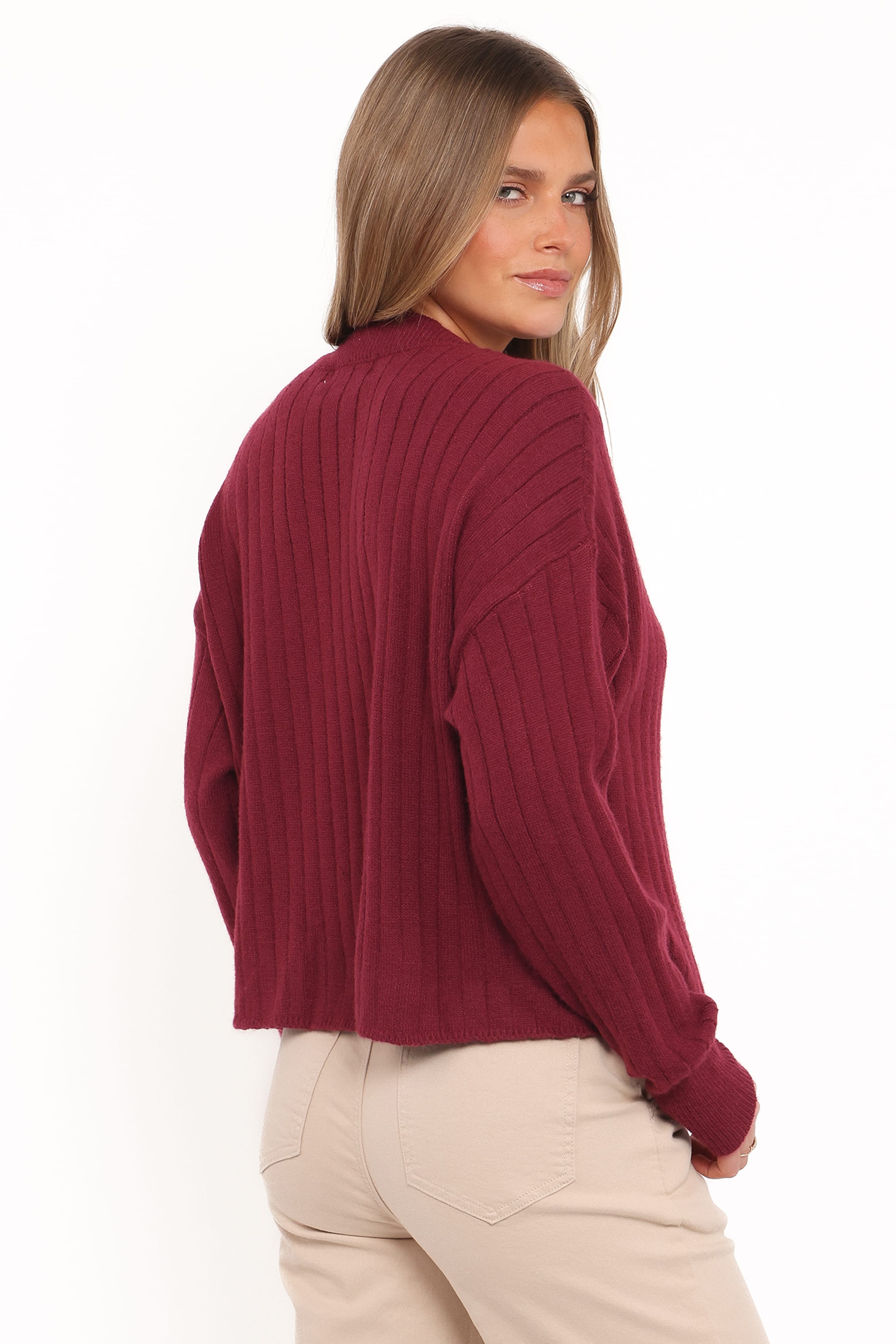 Loulani Heart Button Cardigan - Cherry