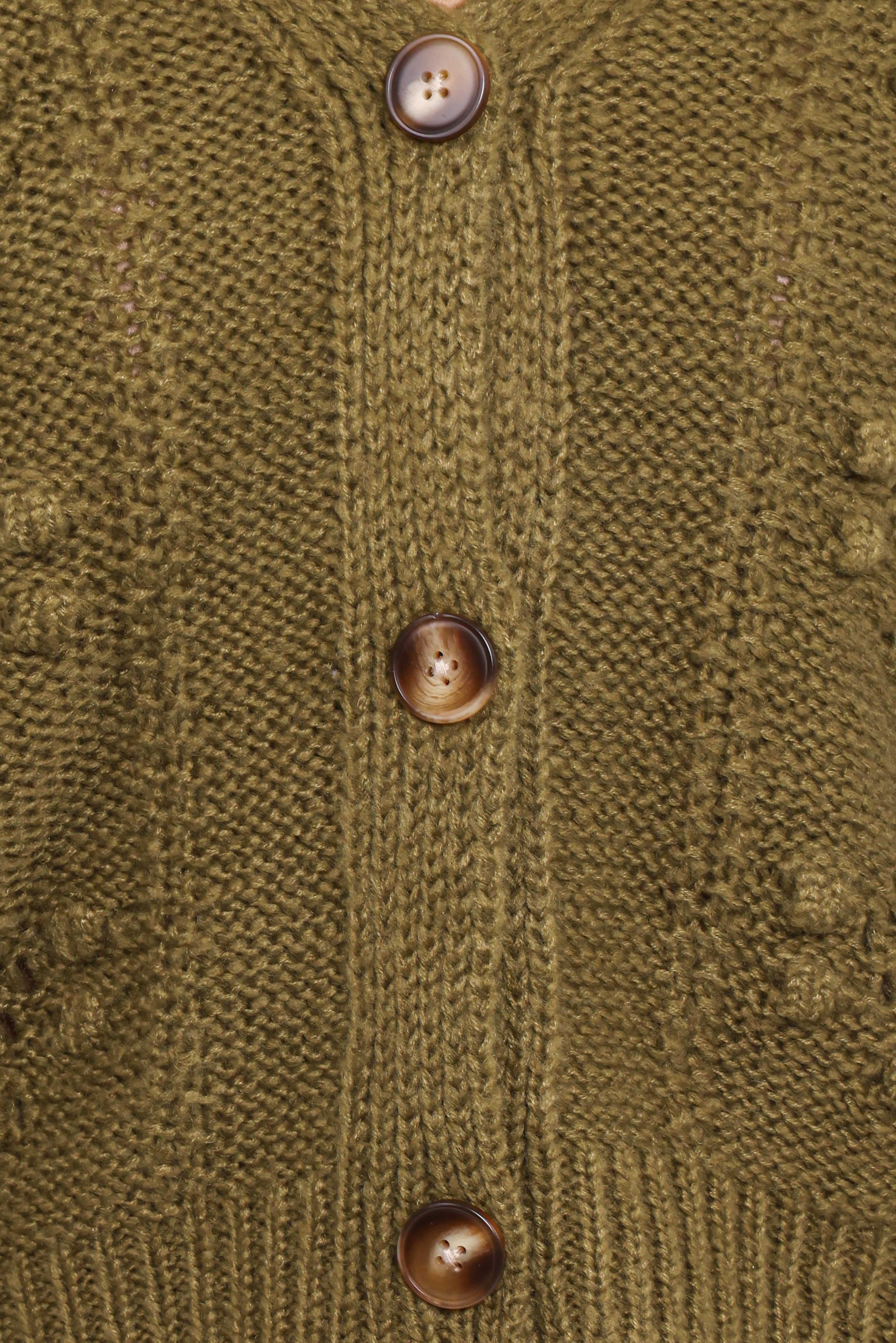 Melody Textured Button Up Cardigan - Olive