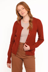 Quay Button Front Cardigan - Red