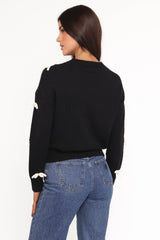 Voss Bow Knit Sweater - Black