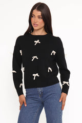 Voss Bow Knit Sweater - Black