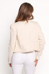 Braided Trim Crop Jacket - Ecru