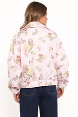 Calvin Floral Twill Zip Jacket - Pale Pink Floral