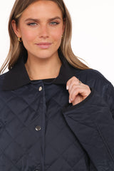 Lynly Quilted Barn Jacket - Navy
