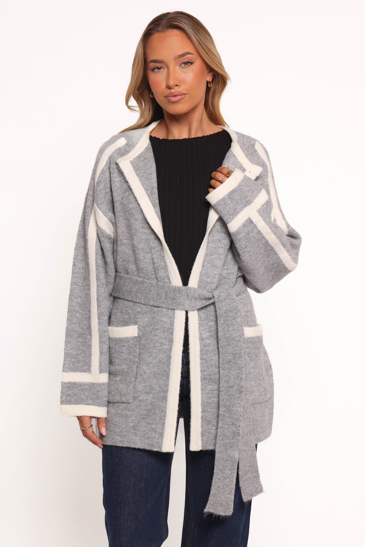 Maloney Tie Front Coatigan - Grey
